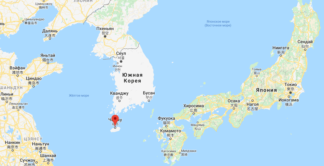 Где находится Чеджу (столица южнокорейского острова Чеджудо)