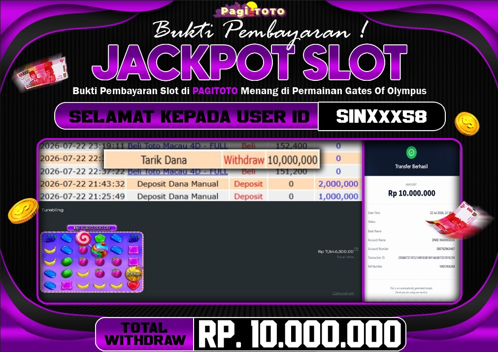 HAPPY JACKPOT MEMBER PAGITOTO SLOT  SWEET BONANZA 1000  Rp 10.000.000-, - LUNAS