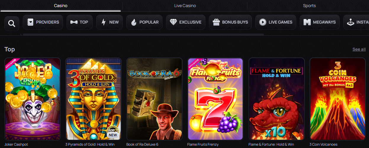 games and slots at casinova casino
