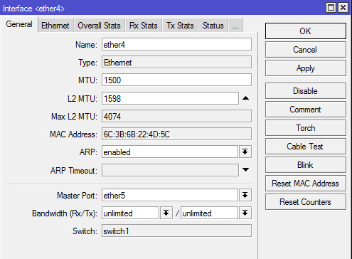 interface TX/RX stats reset when? - MikroTik