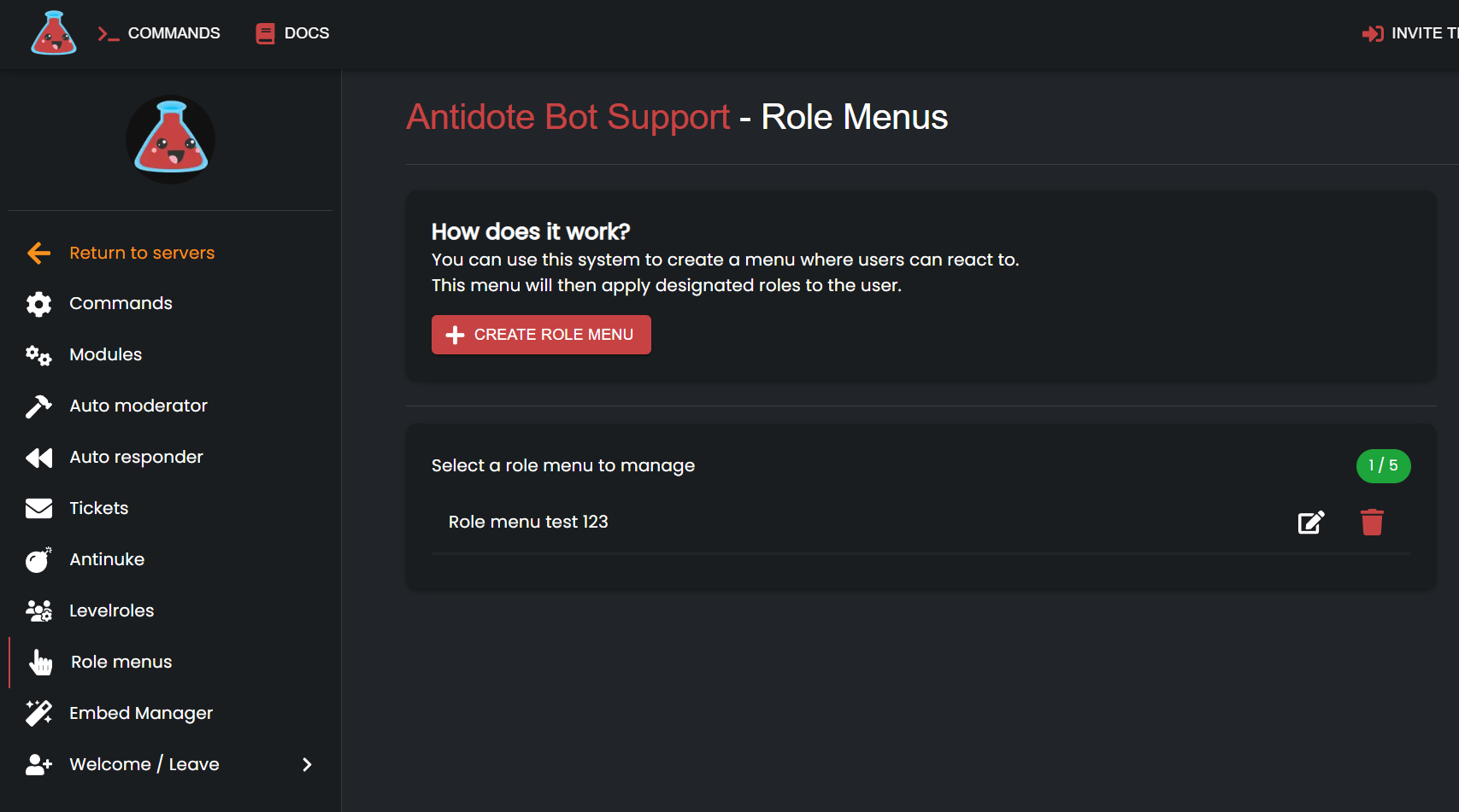 Create Role Menu