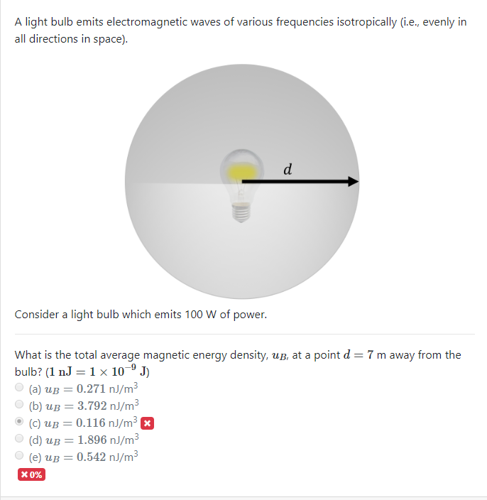 Solved A light bulb emits waves of various
