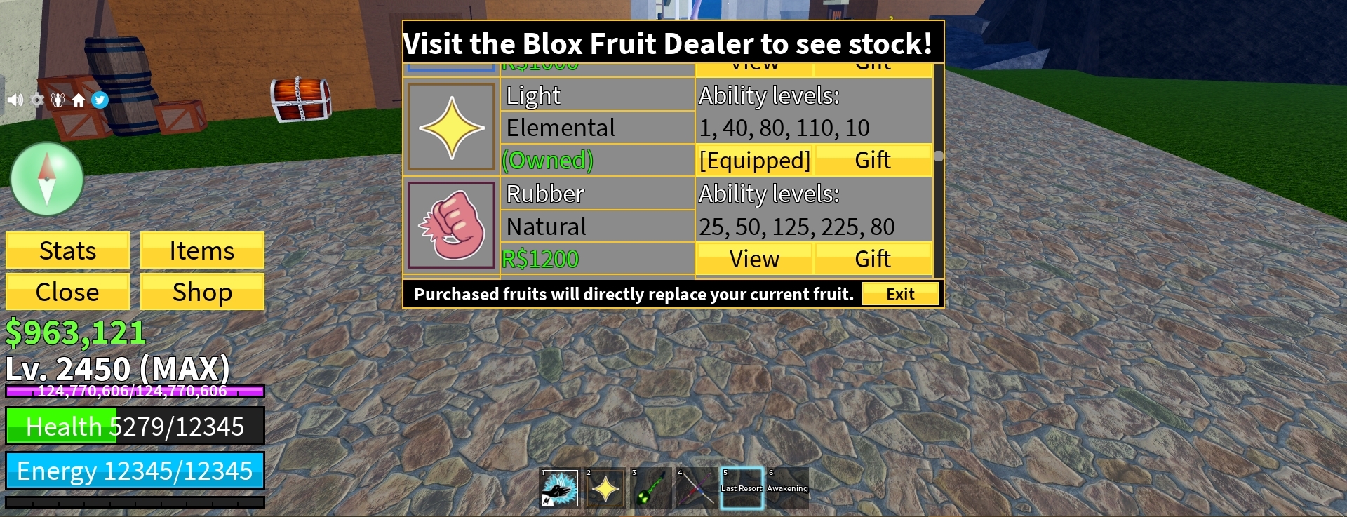 Blox Fruit Account Lv:2450Max  Full Gear Awaken Cyborg Race V4