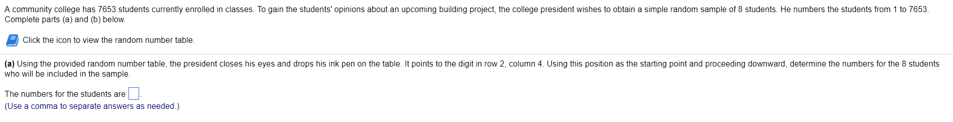 Solved Random Numbers Random Numbers Column Number Row 