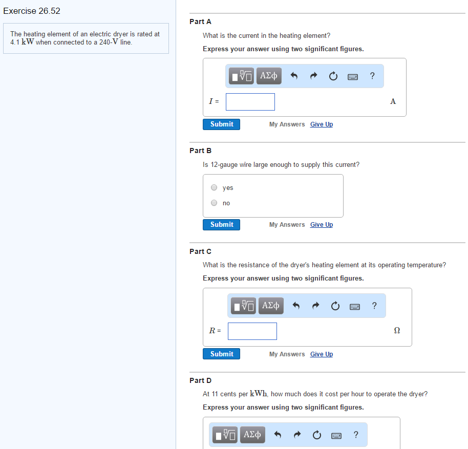 Solved The heating element of an electric dryer is rated at