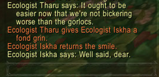WoW Screenshot, Tharu and Iskha having a cute moment