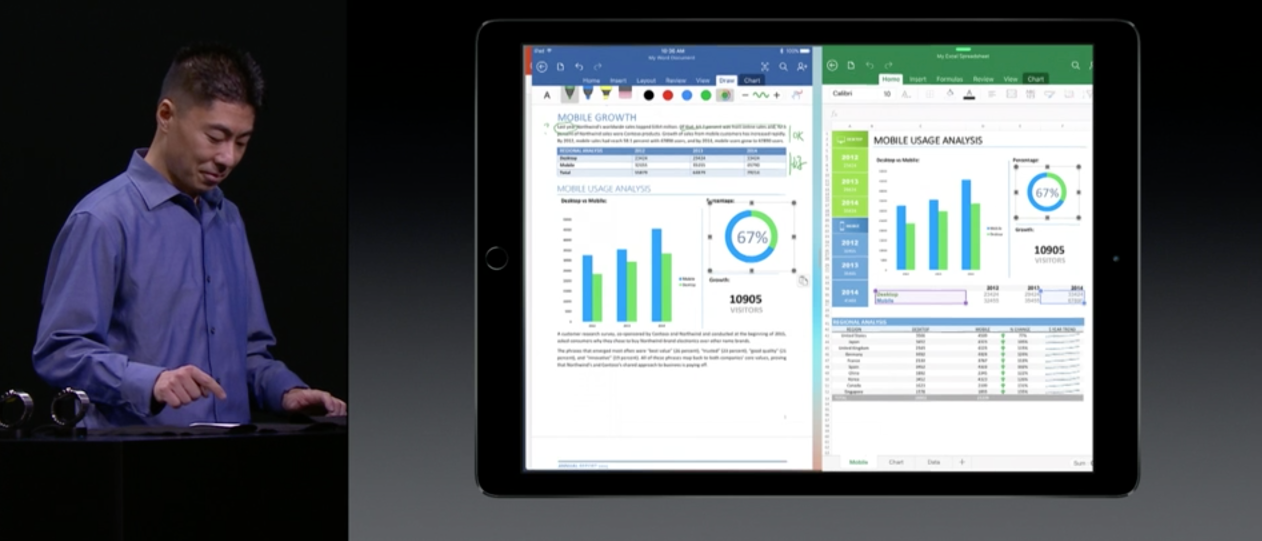 Microsoft Office på iPad Pro.