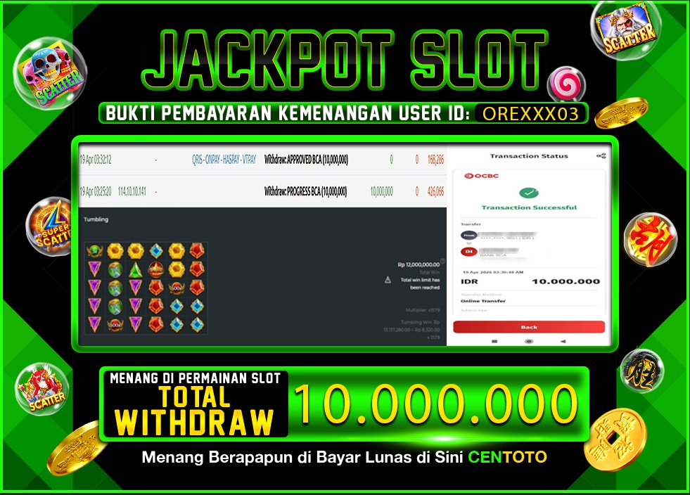BUKTI JACKPOT LUNAS CENTOTO  RP.10.000.000,-LUNAS