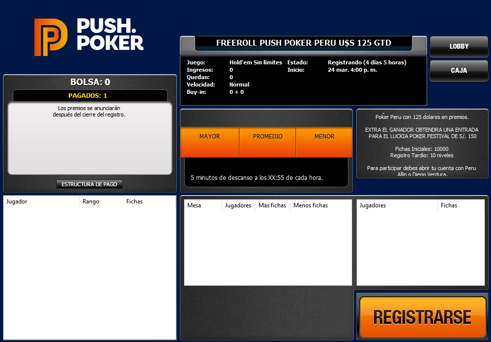 ¡Push Poker Perú regala 125 y una entrada al Luckia Poker Festival