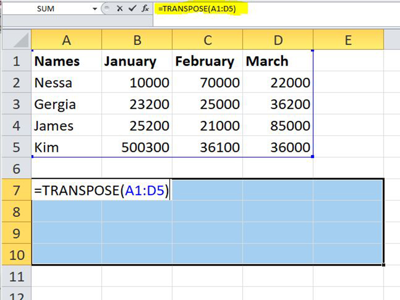 How To Use Transpose In Excel