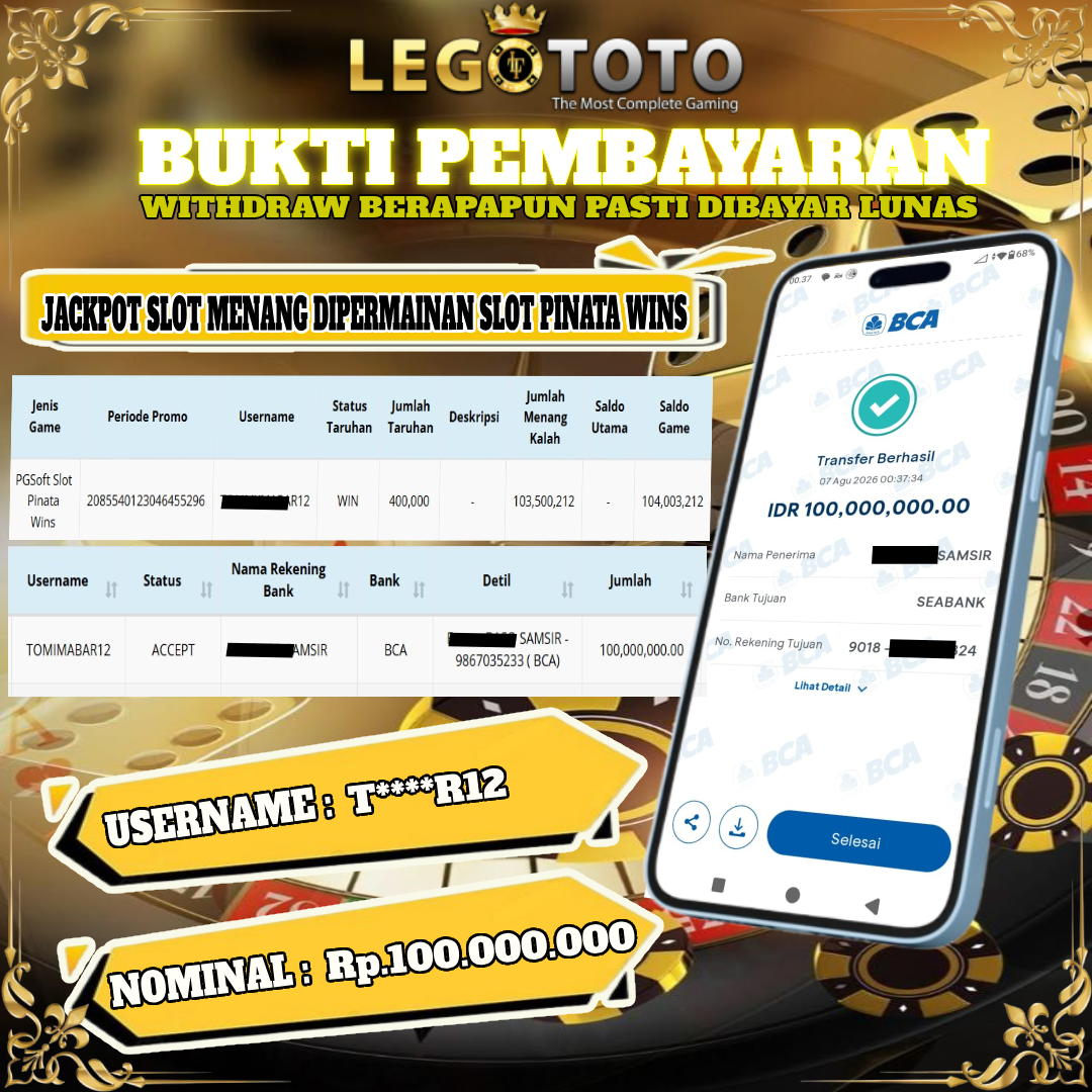  🏆 BUKTI KEMENANGAN MEMBER LEGOTOTO PINATA WINS 🏆