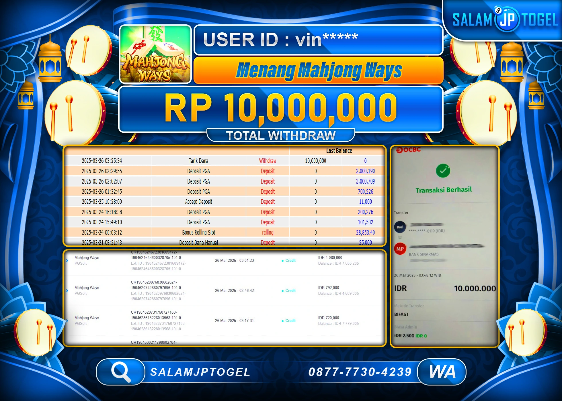 SALAMJPTOGEL MENANG MAHJONG WAYS  Rp. 10.000,000 LUNAS