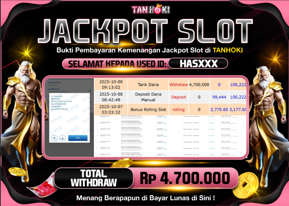 TANHOKI JACKPOT SLOT MAHJONG WAYS Rp.4.700.000,- LUNAS