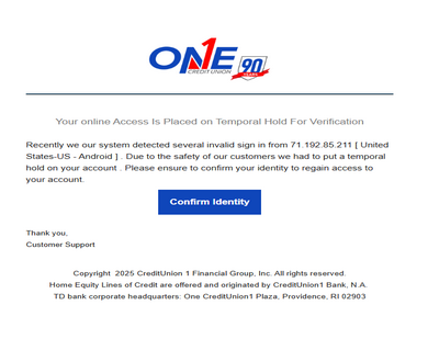 One Credit Union 1 - Letter Inbox To All ❤️ HTML Letter. ❤️ Good design.❤️ Freshly Developed.