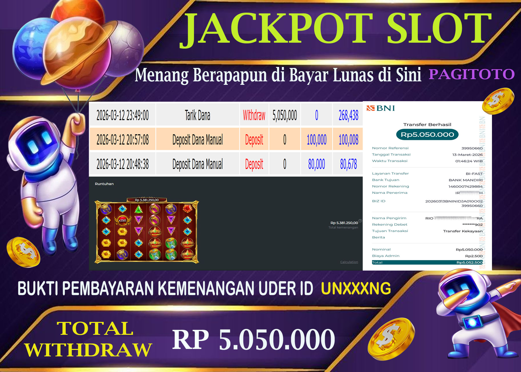 HAPPY JACKPOT MEMBER PAGITOTO SLOT GATES OF OLYMPUS SUPER SCATTER  Rp  5.050.000-, - LUNAS