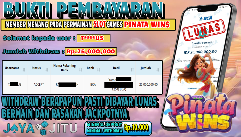 🏆 BUKTI KEMENANGAN PINATA WINS MEMBER  JAYAJITU🏆