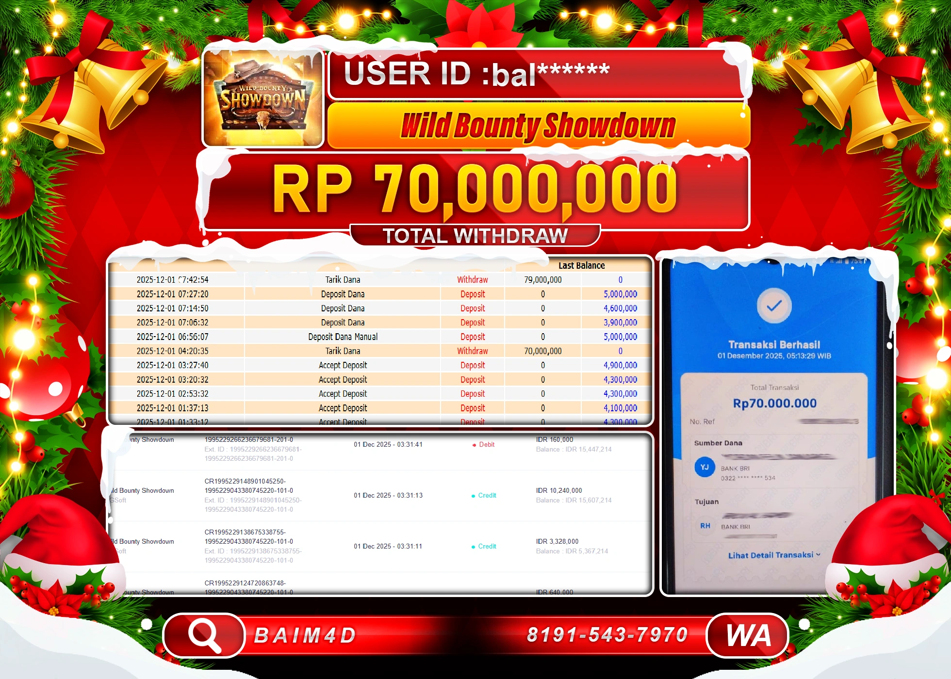 BAIM4D JACKPOT SLOT WILD BOUNTY SHOWDOWN Rp.70,000,000 - LUNAS