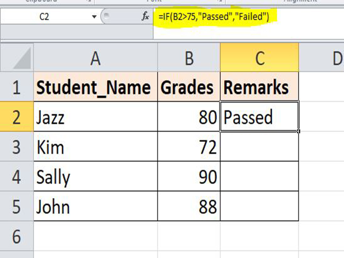 greater than formula in excel