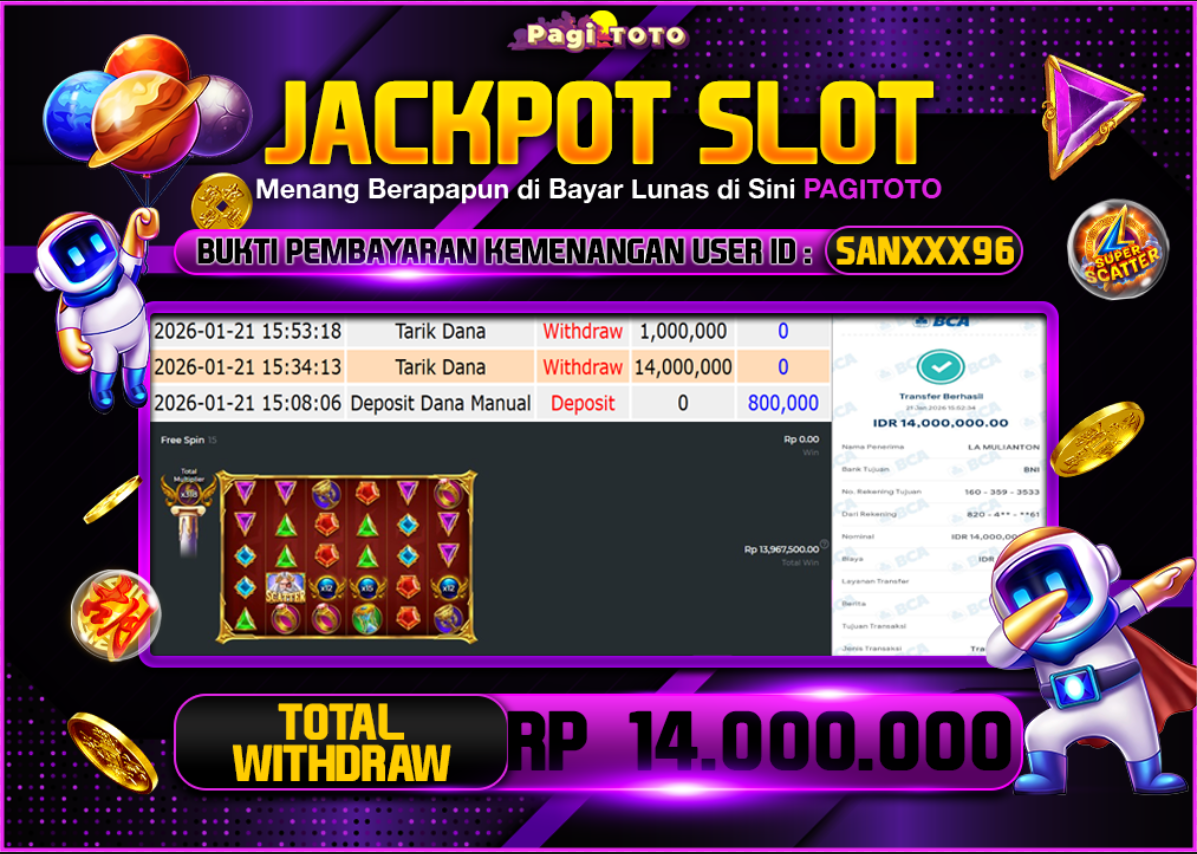 HAPPY JACKPOT MEMBER PAGITOTO SLOT GATES OF OLYMPUS SUPER SCATTER Rp  14.000.000-, - LUNAS