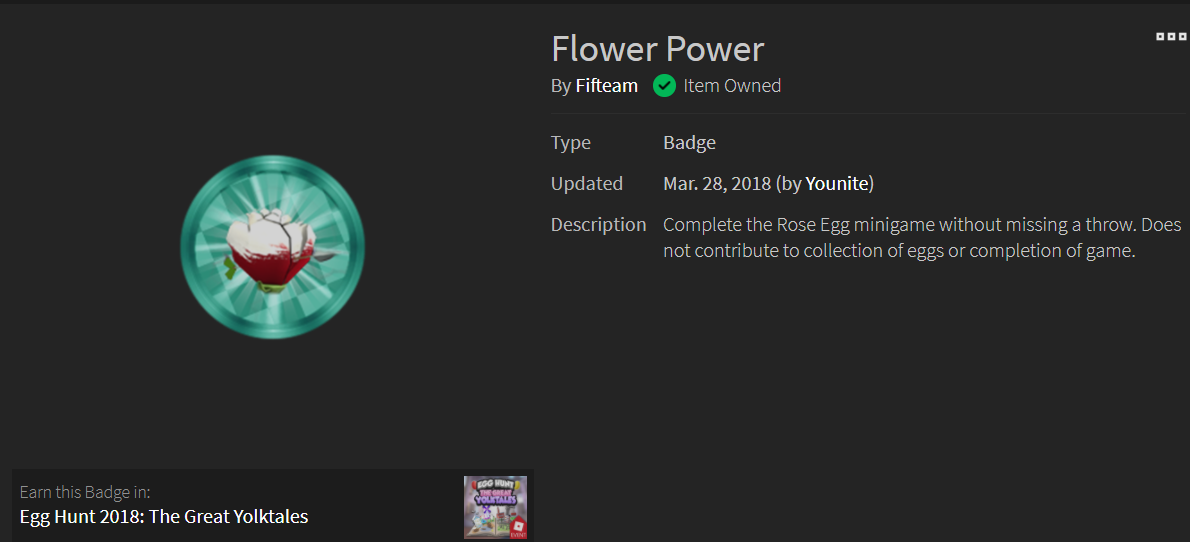 Mini Release Egg Hunt 2018 Flower Power Badge Giver
