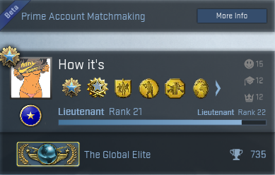 Selling Global Elite 2750hrs 2 Medals 735 Wins Prime Ready