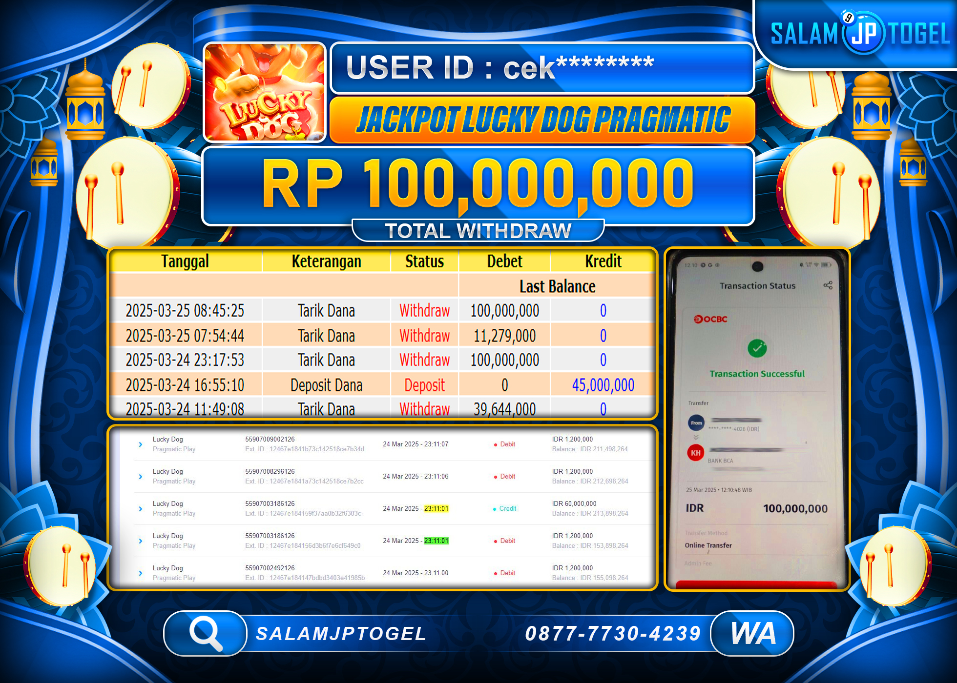 SALAMJPTOGEL MENANG LUCKY DOG  Rp. 100,000,000 LUNAS