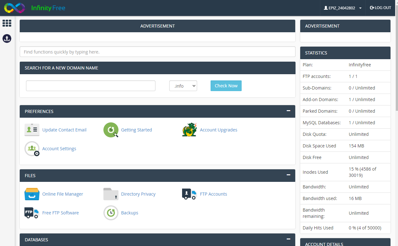 Free Webhosting Infinityfree Unlimited Disk Space Bw 400 Mysql Dtb Free Ssl Subdomains Dns Lowendspirit