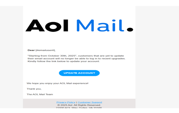 AOL Letter (New message (1)) ️ Letter High Quality Send Inbox HTML 2025 ✅