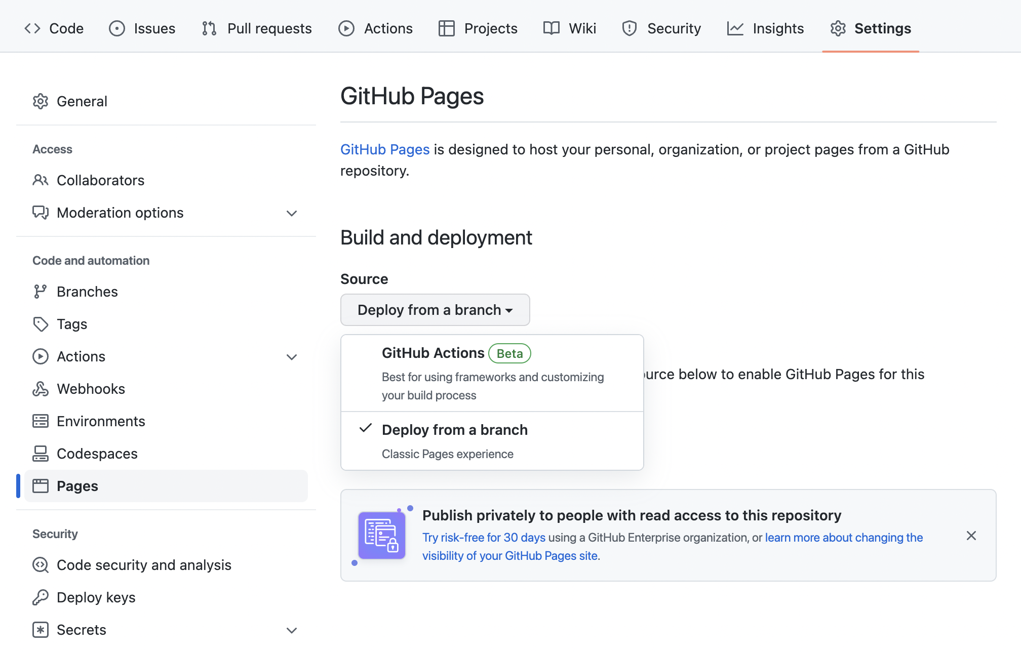 GitHub Pages Build and deployment