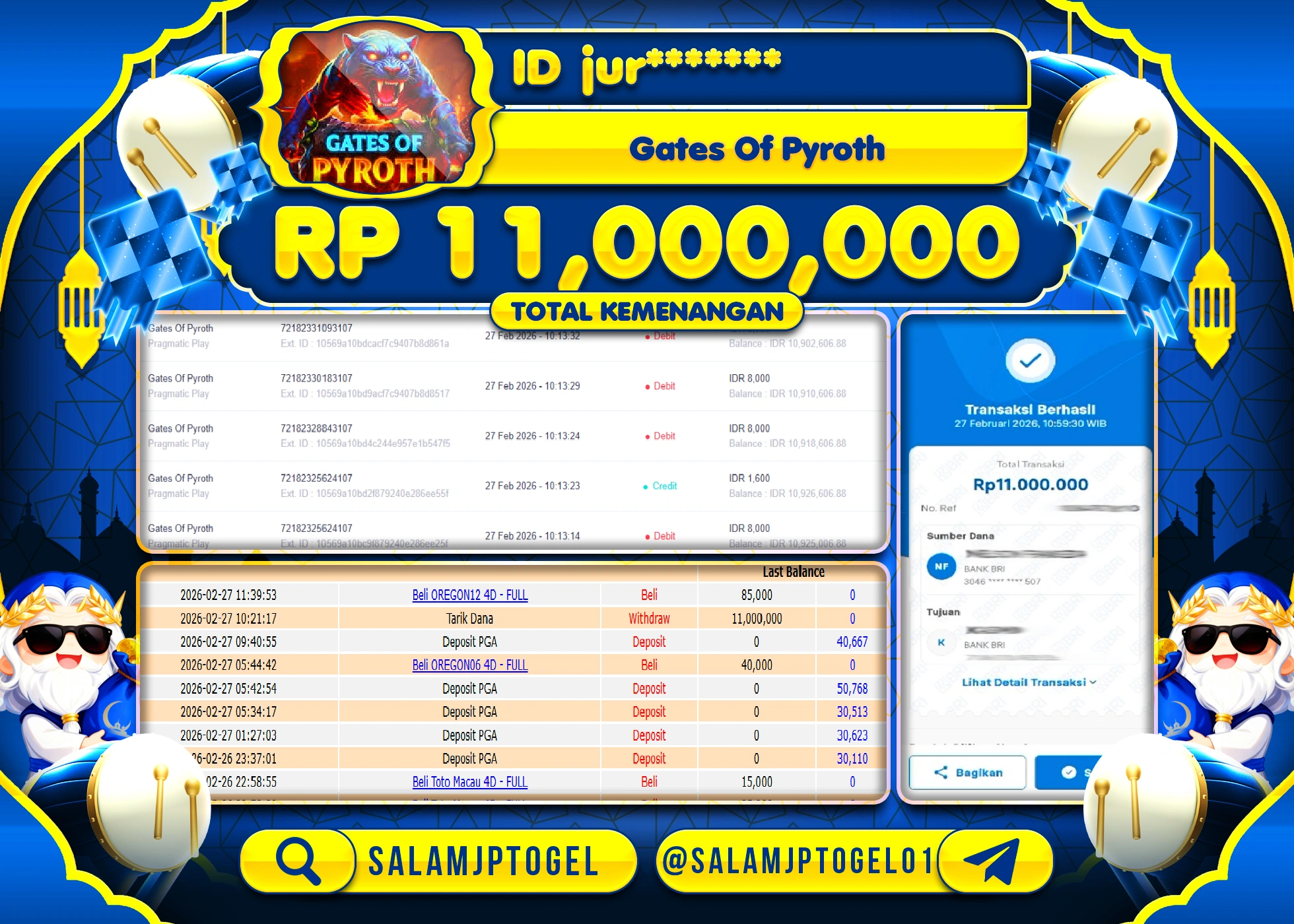 SALAMJPTOGEL JACKPOT GATES OF PYROTH Rp.11,000,000 - LUNAS