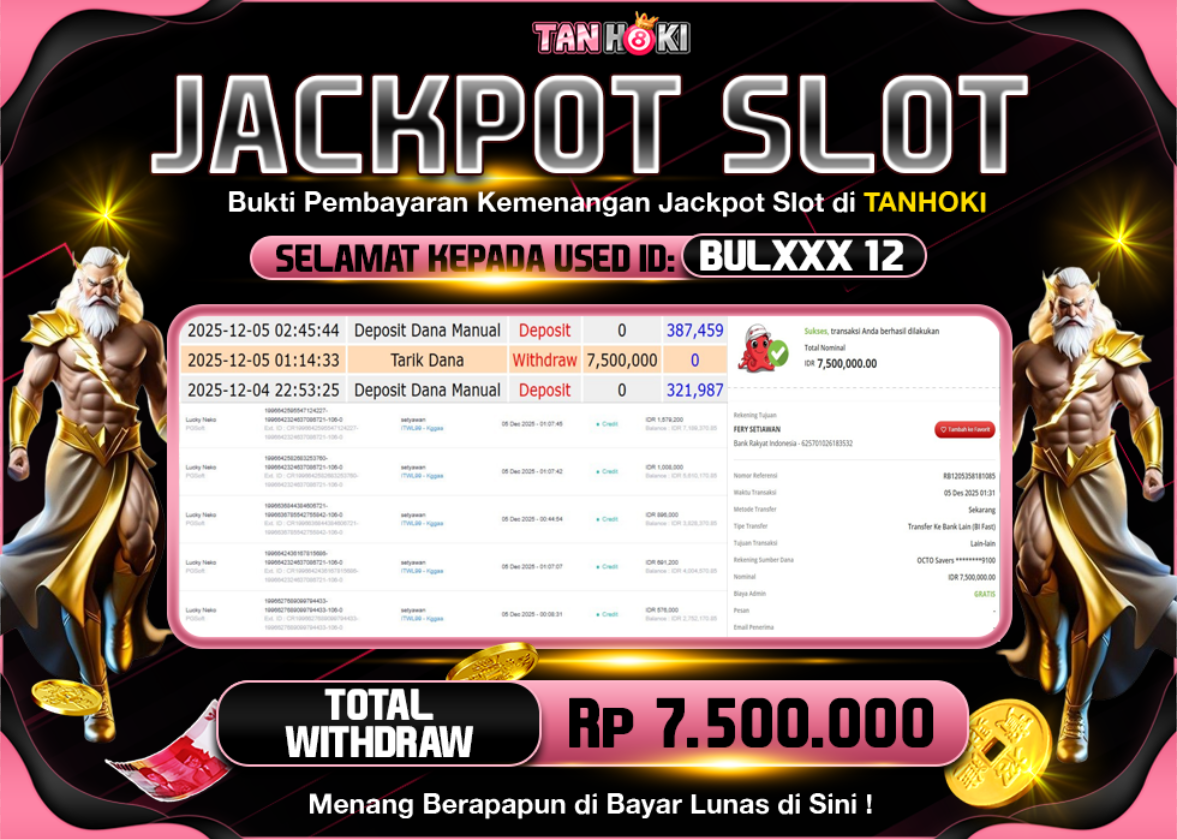 TANHOKI JACKPOT SLOT BLOODY DOWN Rp..7.500.000,- LUNAS