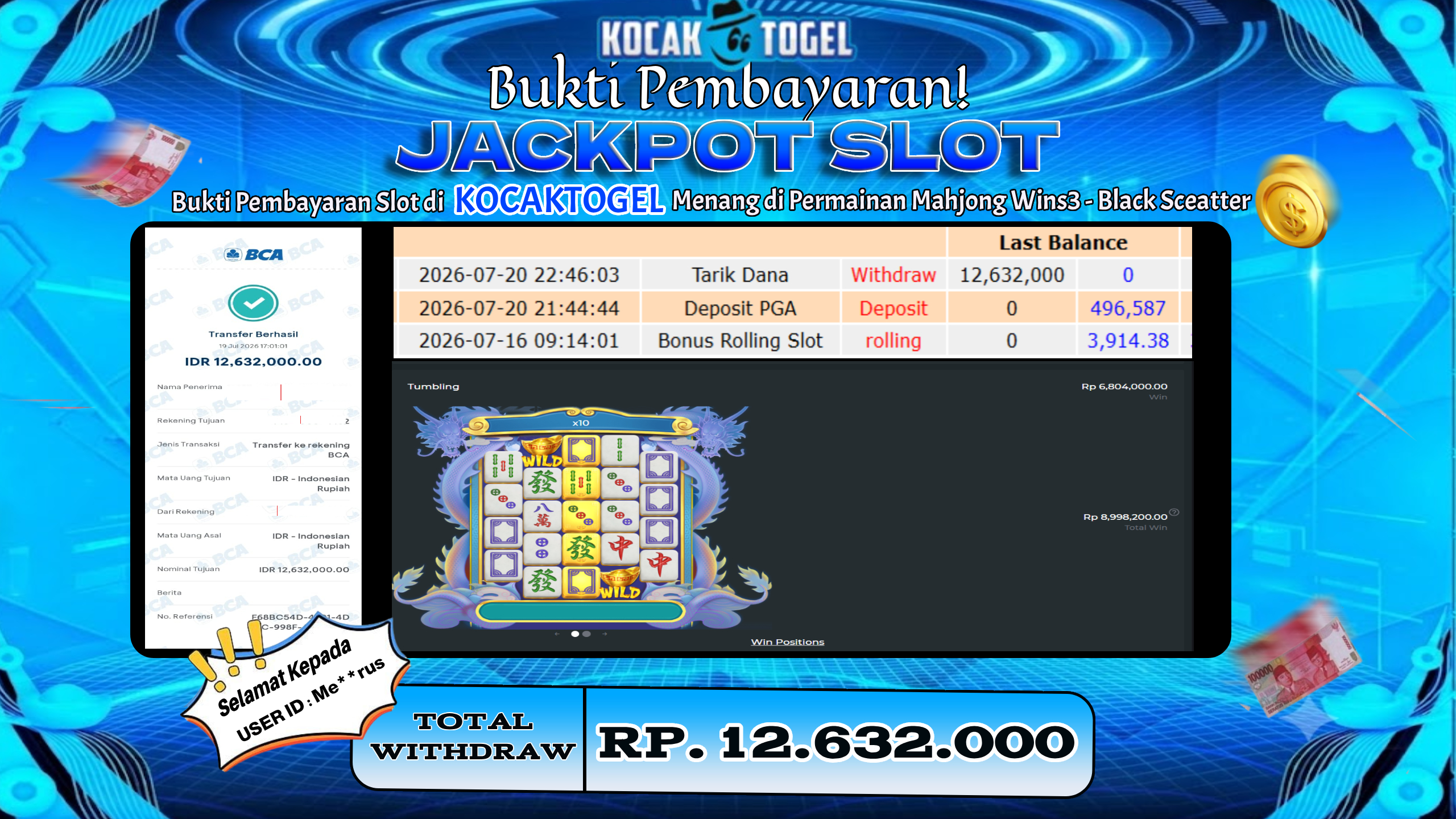🏆 BUKTI KEMENANGAN Mahjong Wins3-Black Scatter MEMBER KOCAKTOGEL  🏆
