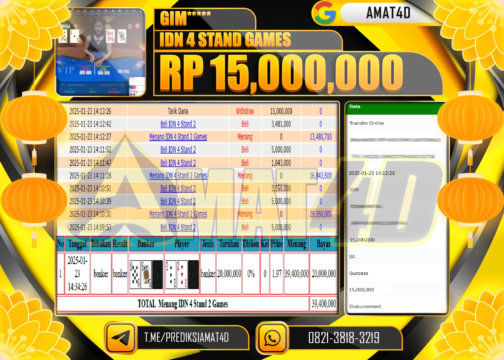 AMAT4D KEMENANGAN IDN 4 STAND GAMES Rp.15.000.000 BERHASIL TERBAYAR LUNAS