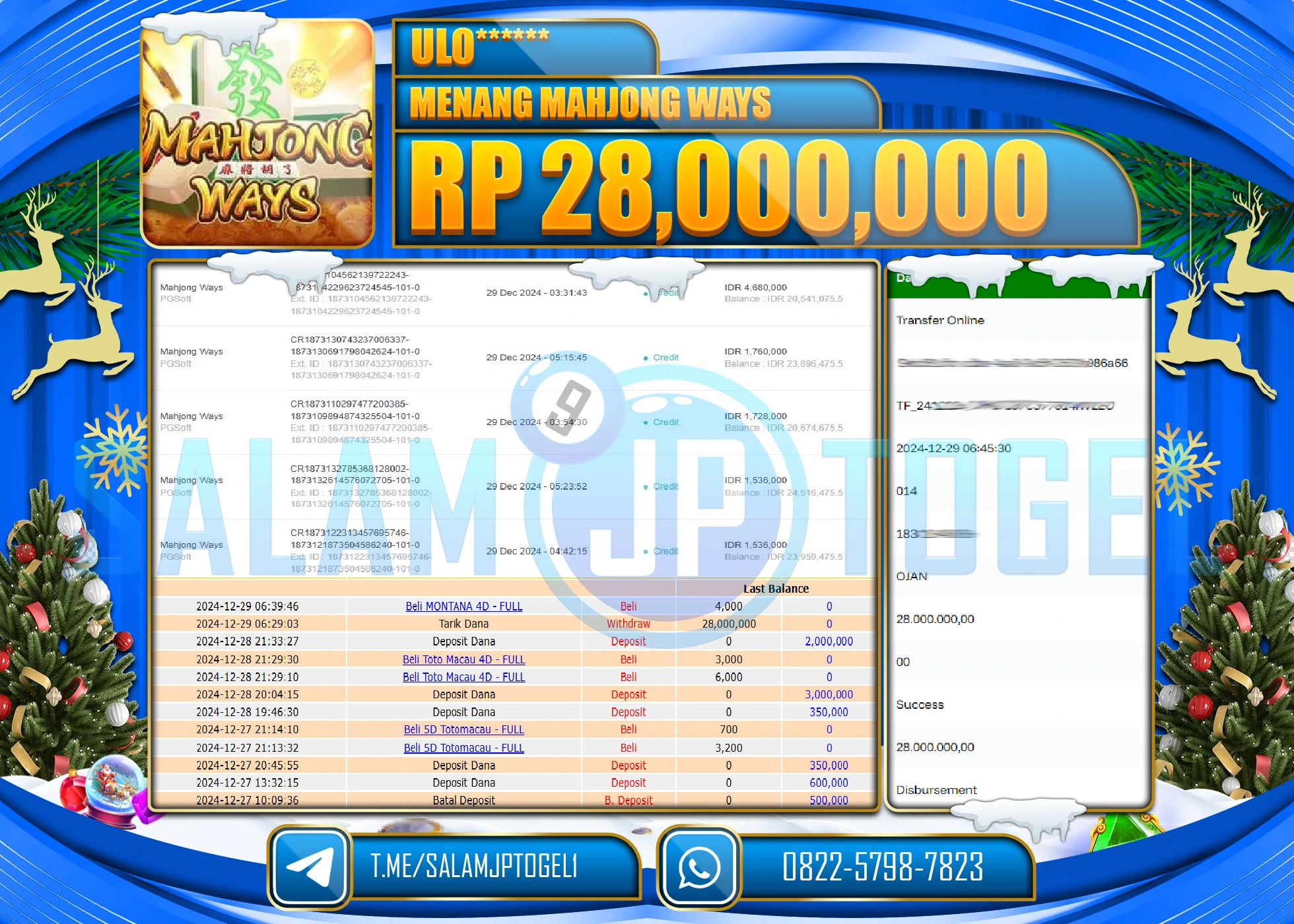 SALAMJPTOGEL MENANG MAHJONG WAYS Rp.28,000,000 LUNAS