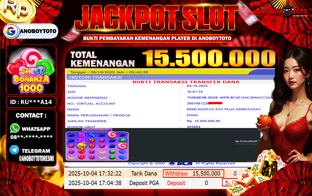ANOBOYTOTO di Sweet Bonanza 1000 RP.15.500.000 LUNAS