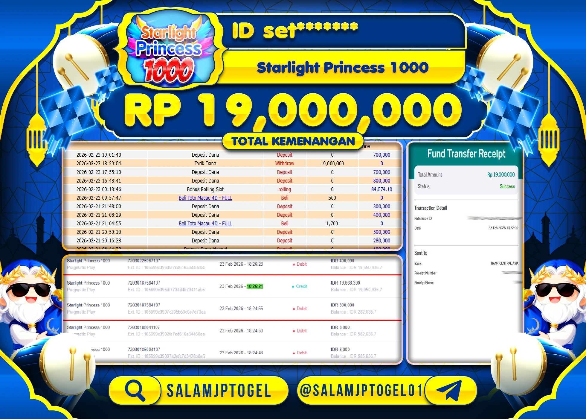 SALAMJPTOGEL JACKPOT STARLIGHT PRINCESS 1000 Rp.19,000,000 - LUNAS