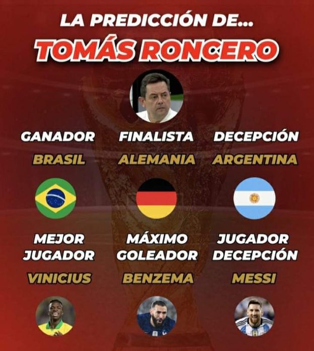Que puto crack el tomas roncerdo .Ha acertado todo respescto al mundial