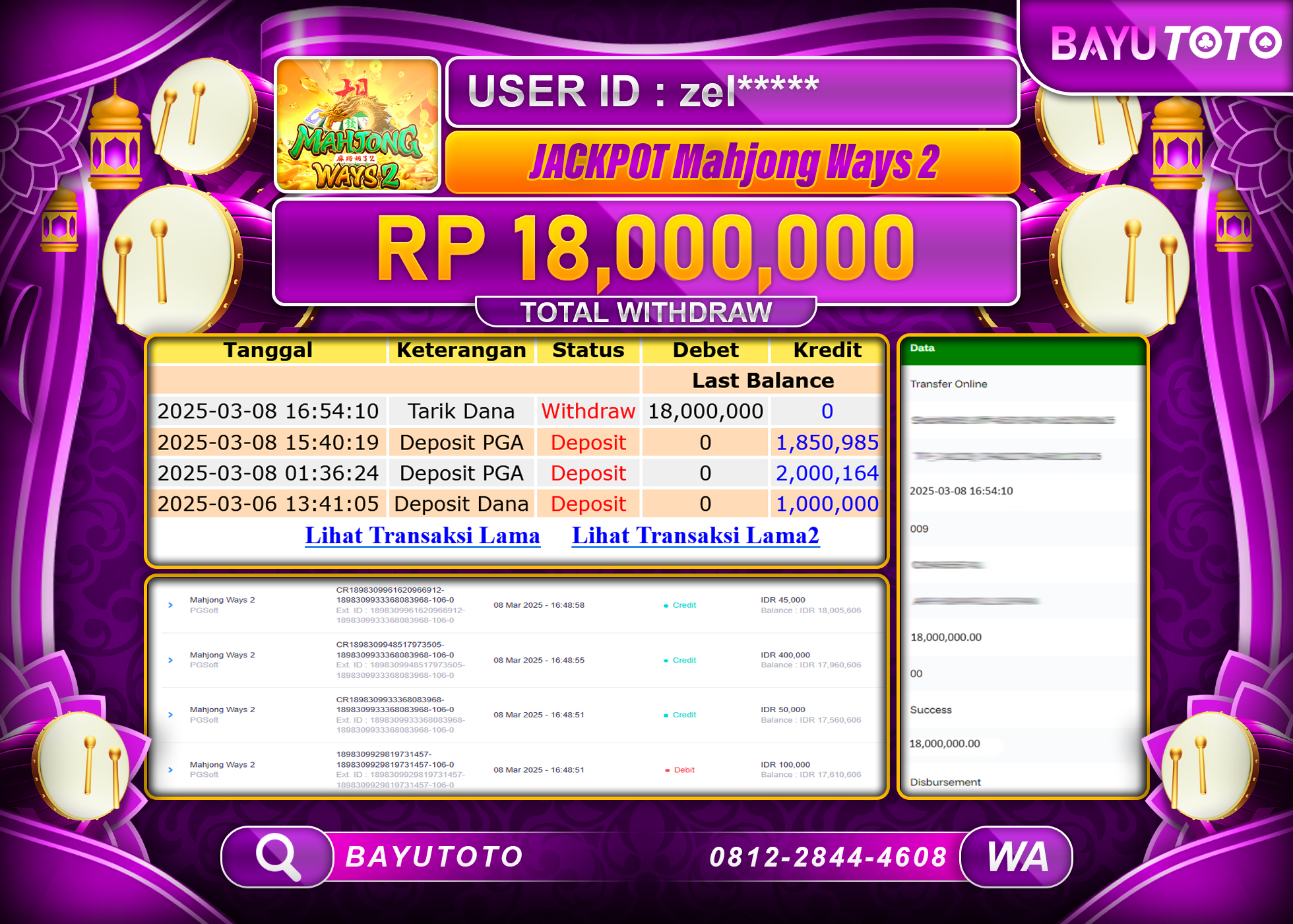 BAYUTOTO JACKPOT DI MAHJONG WAYS Rp18,000,000 LUNAS