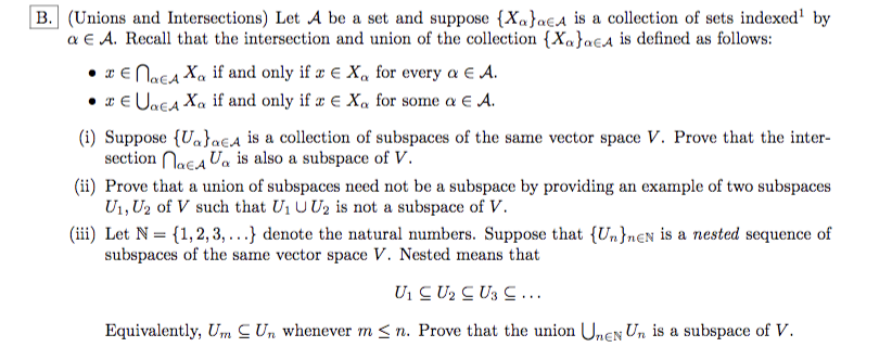 Solved B. (Unions And Intersections) Let A Be A Set And | Chegg.com