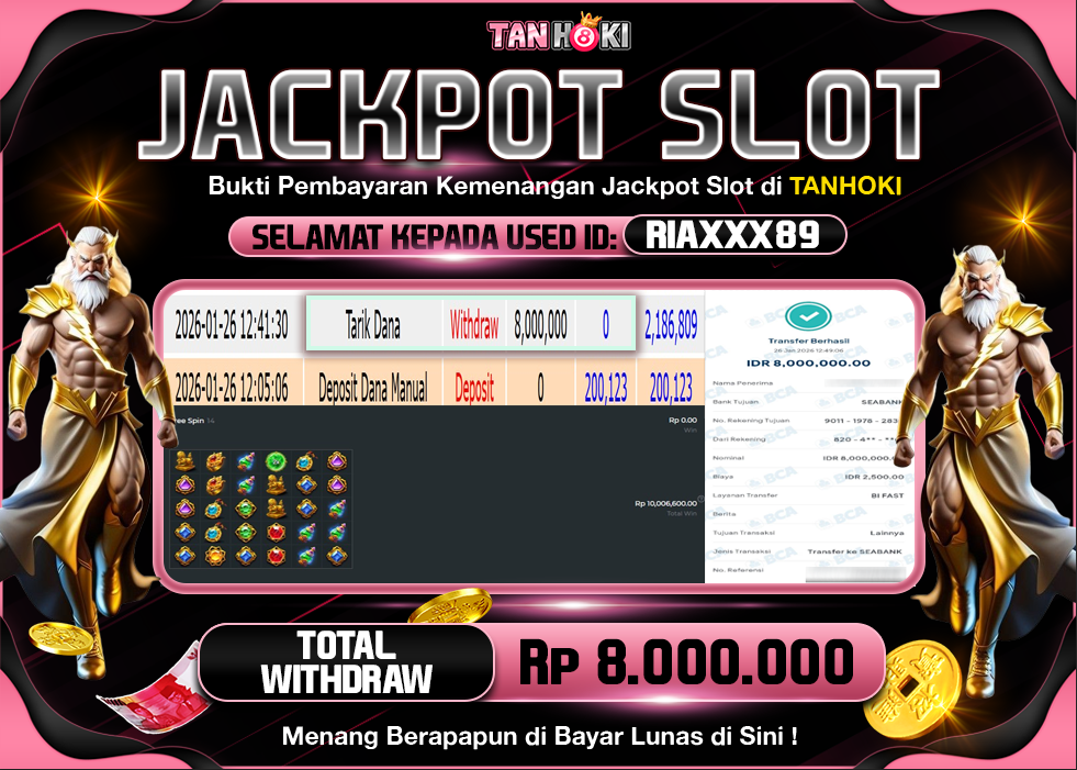 TANHOKI JACKPOT SLOT GATES OF GATOT KACA 1000 Rp.8.000.000,- LUNAS