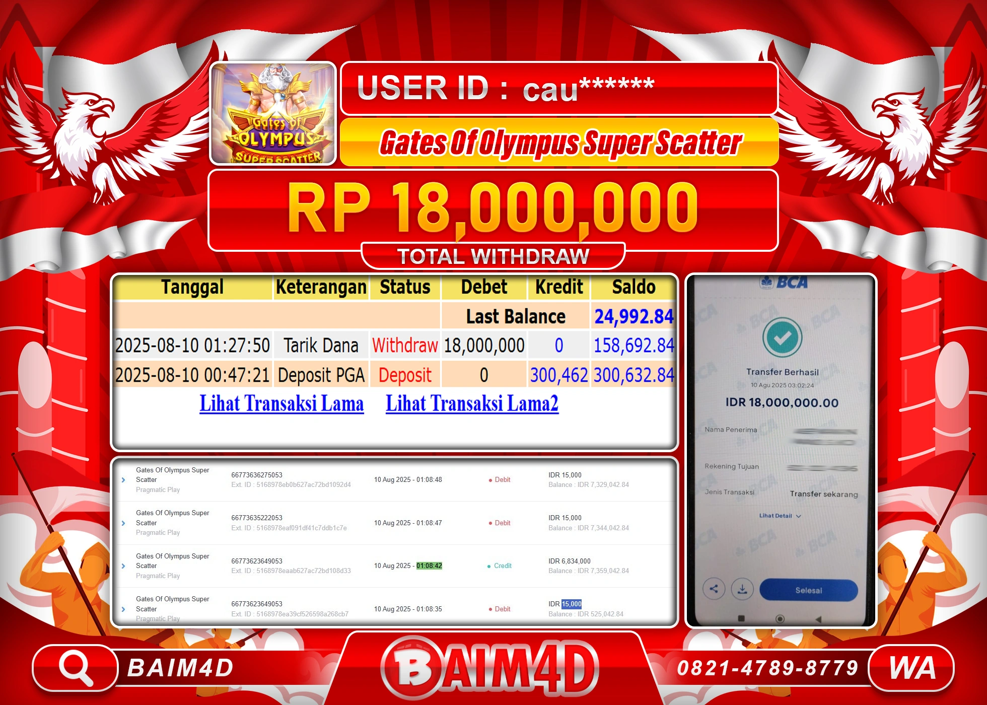 BAIM4D JACKPOT GATES OF OLYMPUS SUPER SCATTER Rp.18,000,000.- LUNAS