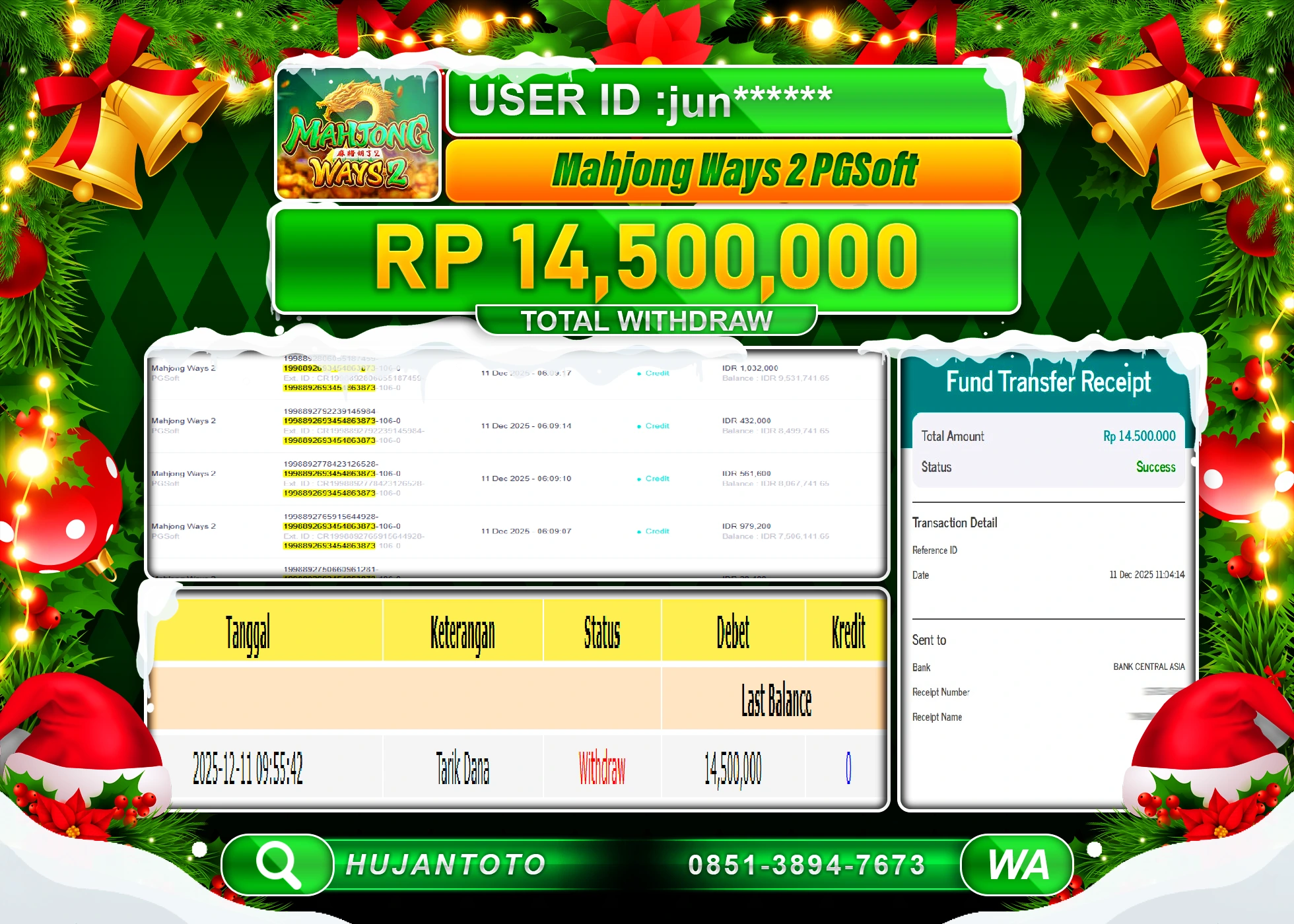 HUJANTOTO - BUKTI JACKPOT MENANG SLOT MAHJONG WAYS 2 Rp.14,500,000 - TERBAYAR LUNAS