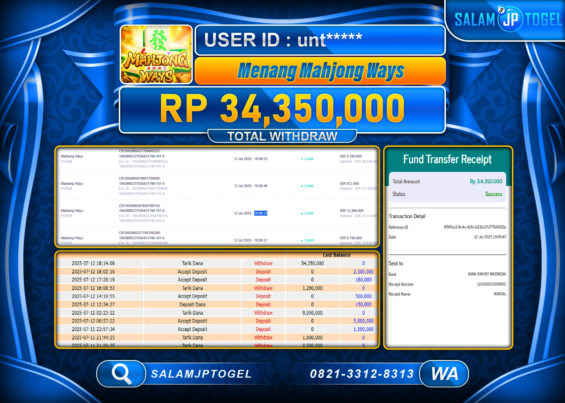 SALAMJPTOGEL MENANG MAHJONG WAYS Rp.34,350,000