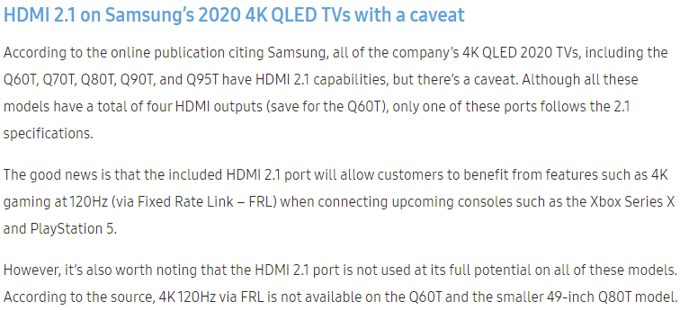 Q60t cheap hdmi 2.1