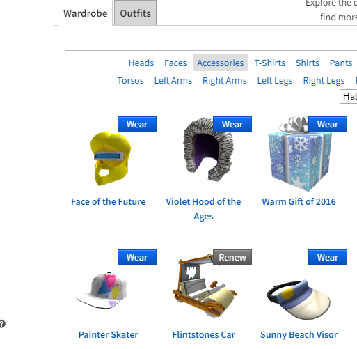 What The How Is Face Of The Future On Page 1 Of My Accessories Roblox - roblox flintstones car