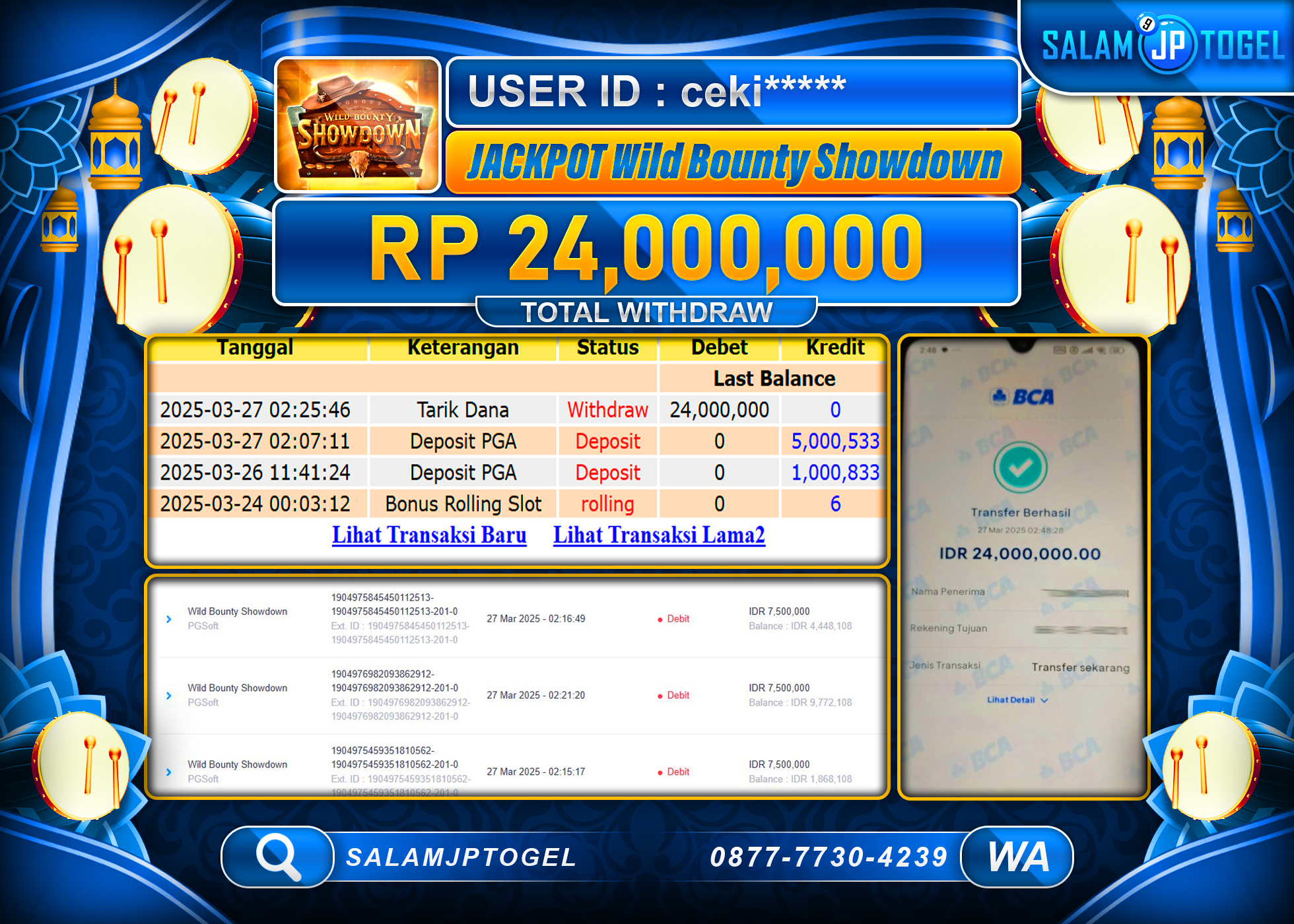 SALAMJPTOGEL MENANG WILD BOUNTY SHOWDOWN  Rp. 24,000,000 LUNAS