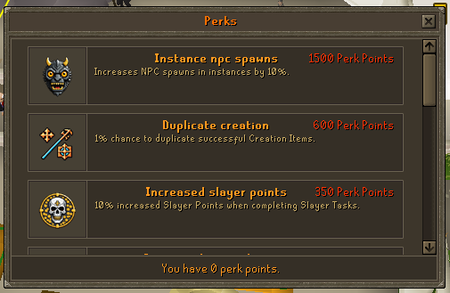 Perks Interface