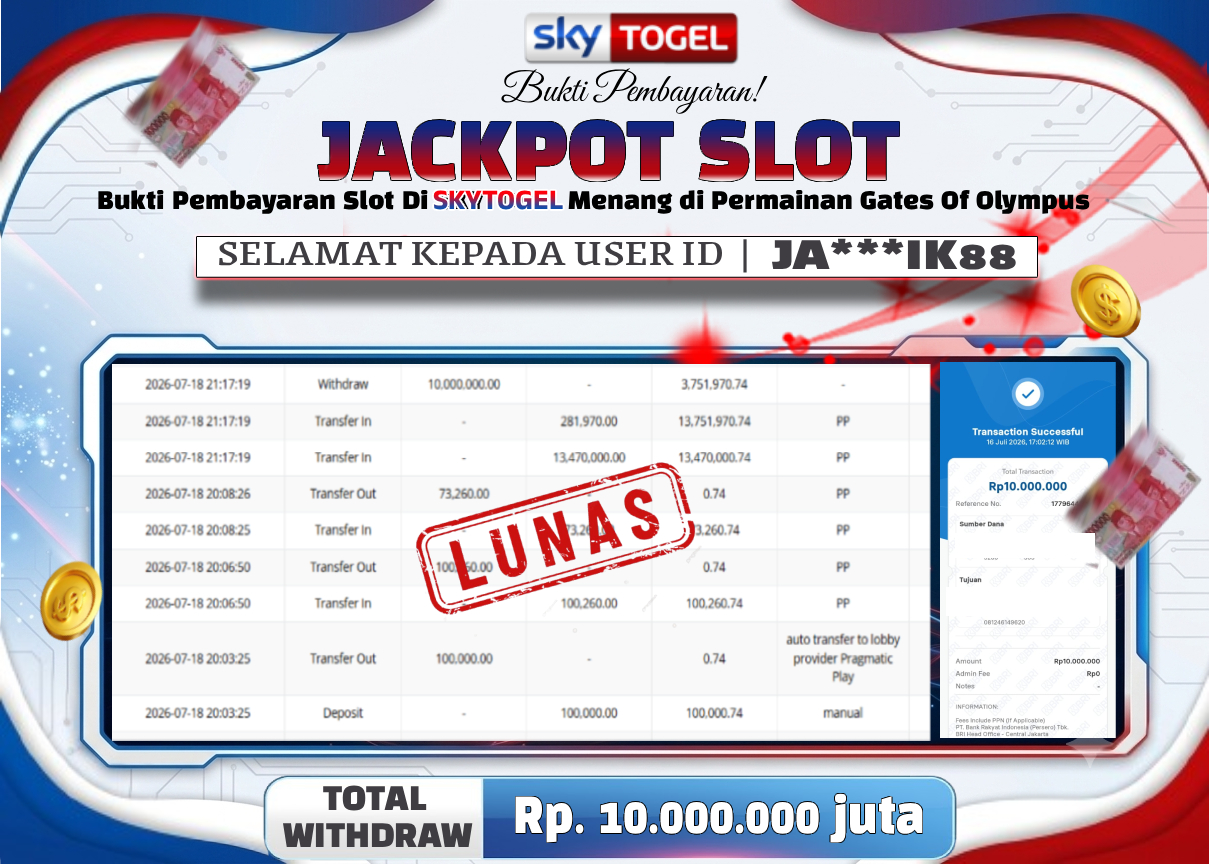 🏆 BUKTI KEMENANGAN GATES OF OLYMPUS MEMBER SKYTOGEL🏆