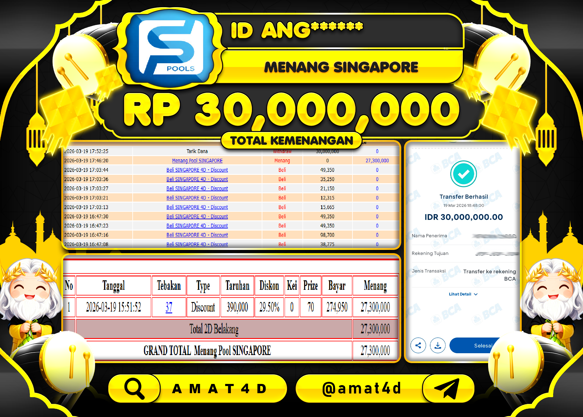 AMAT4D KEMENANGAN DI TOGEL SINGAPORE  Rp.30,000,000 BERHASIL TERBAYAR LUNAS