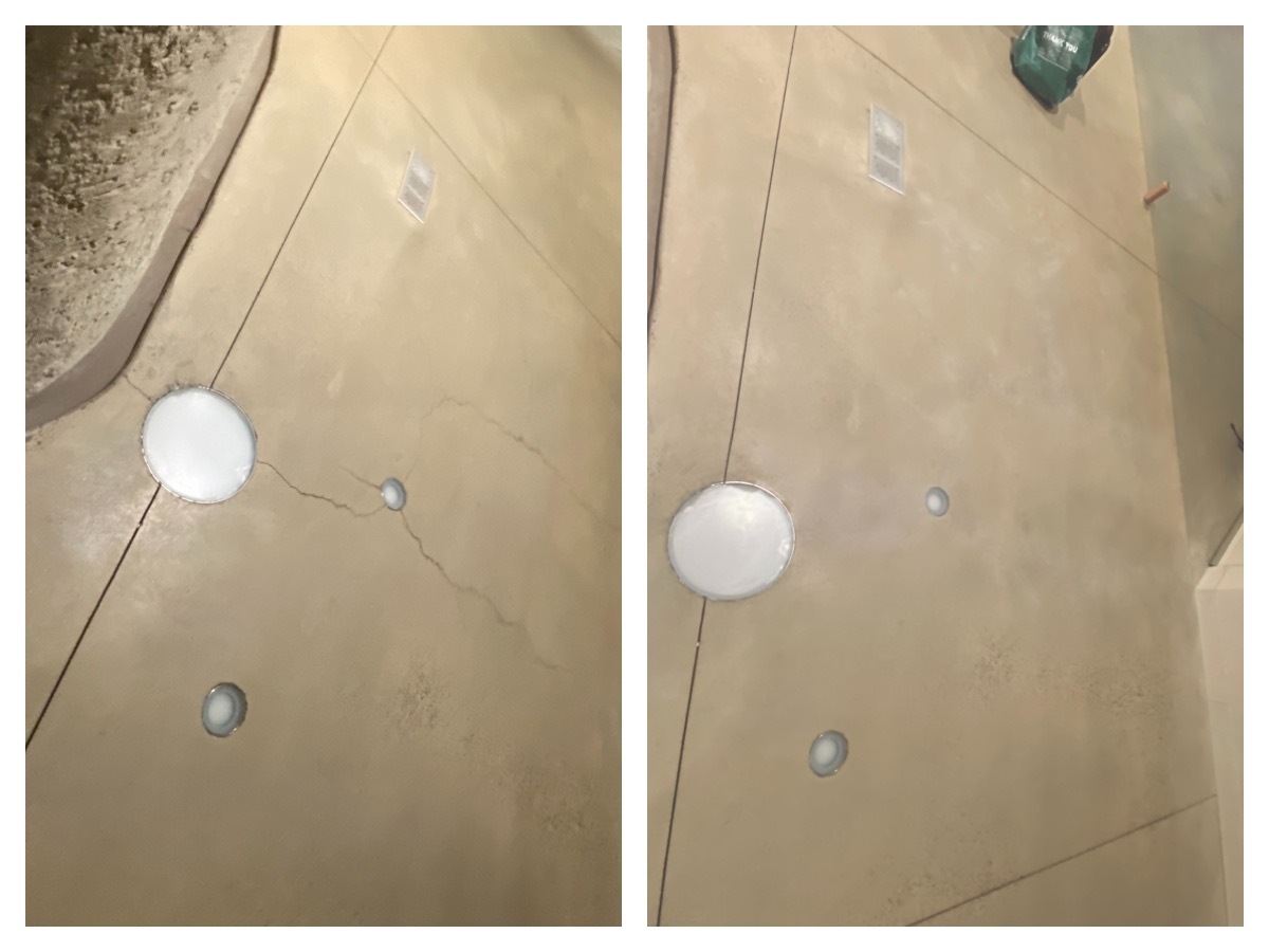 Before and after of a concrete repair